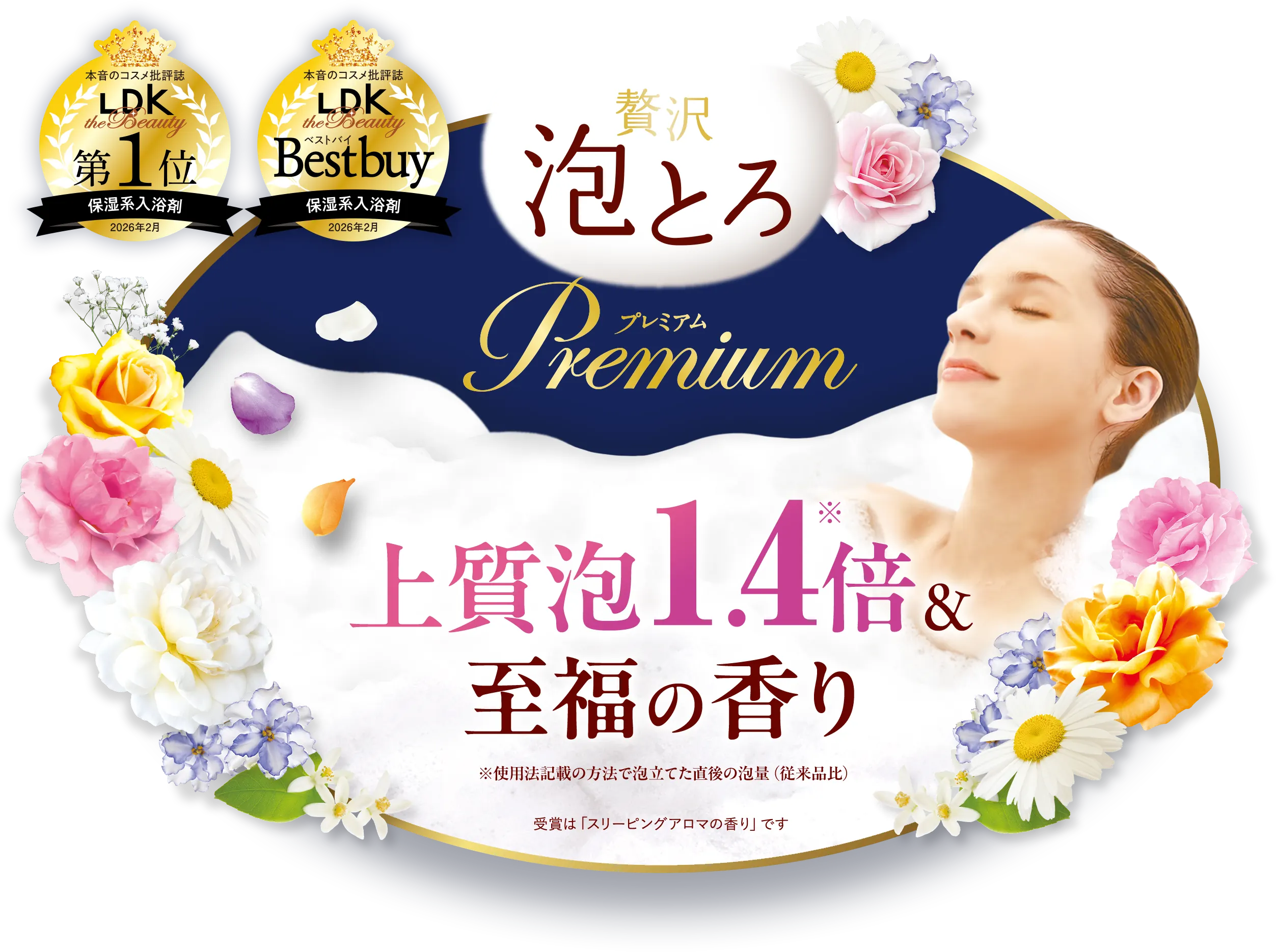 贅沢泡とろ プレミアム 入浴料 Premium 上質泡1.4倍&至福の香り 本音のコスメ批評誌 LDK 第1位 Bestbuy 保湿系入浴剤